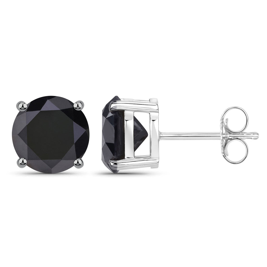 4.25 Carat Genuine Black Diamond 14K White Gold Earrings
