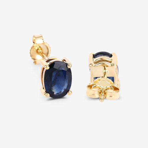 1.90 Carat Genuine Blue Sapphire 10K Yellow Gold Earrings