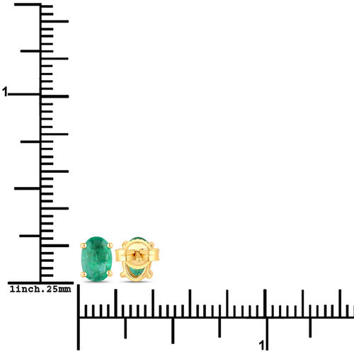 0.88 Carat Genuine Zambian Emerald 10K Yellow Gold Earrings