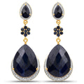 30.04 Carat Dyed Sapphire, Blue Sapphire and White Topaz .925 Sterling Silver Earrings