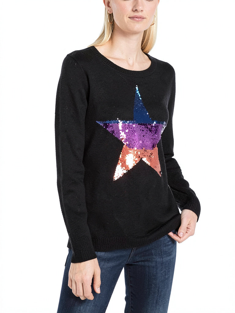 INC Sequin Star Sweater, Size M