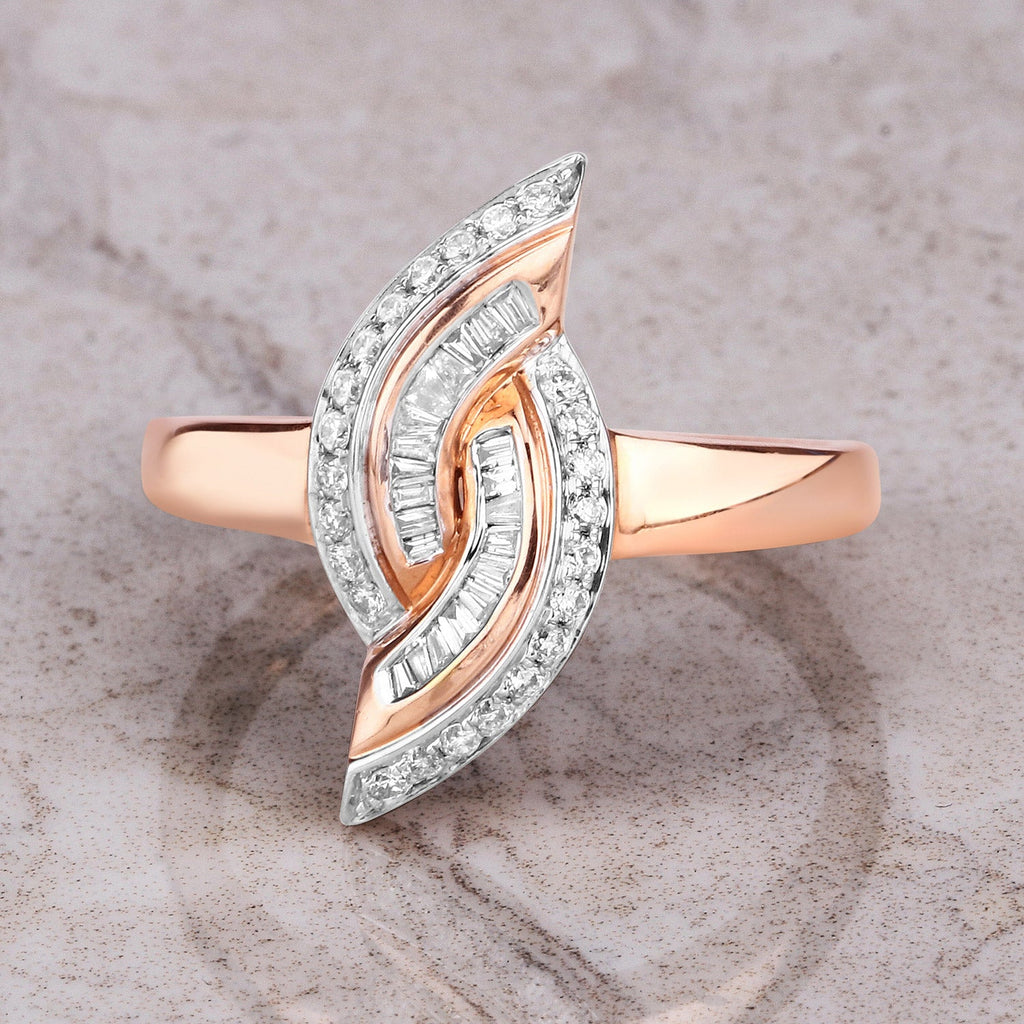0.29 Carat Genuine White Diamond 14K Rose Gold Ring (E-F Color, SI1-SI2 Clarity)