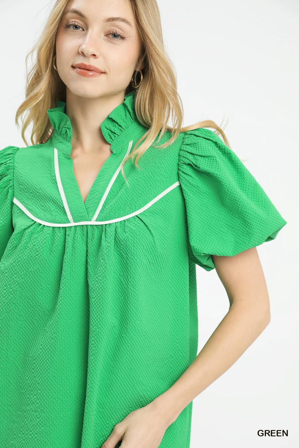 Umgee Textured Puff Sleeve Blouse