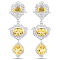6.63 Carat Genuine Citrine and White Topaz .925 Sterling Silver Earrings
