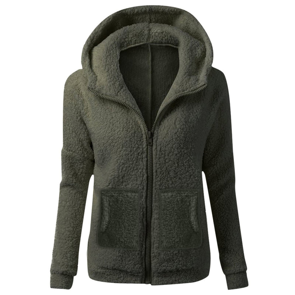 Winter Coats for Women2024 Y2k Clothes Holiday Outfits Fleece Jacket Women Full Zip Up Hoodie Lighweight Cardigan Fall Fashion Clothes Long Sleeve Shirts Sweatshirts with Pockets(A-Army Green4XL)