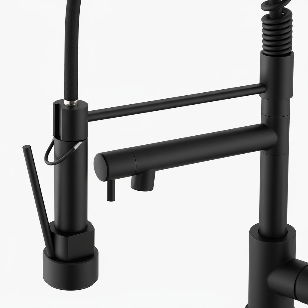 Kitchen Faucet with Pull Down Sprayer, Touch On Single Handle 2- Function Stainless Steel Spring Neck, Single Hole Installation for Residential, Commercial, RV, Bar & More, Matte Black