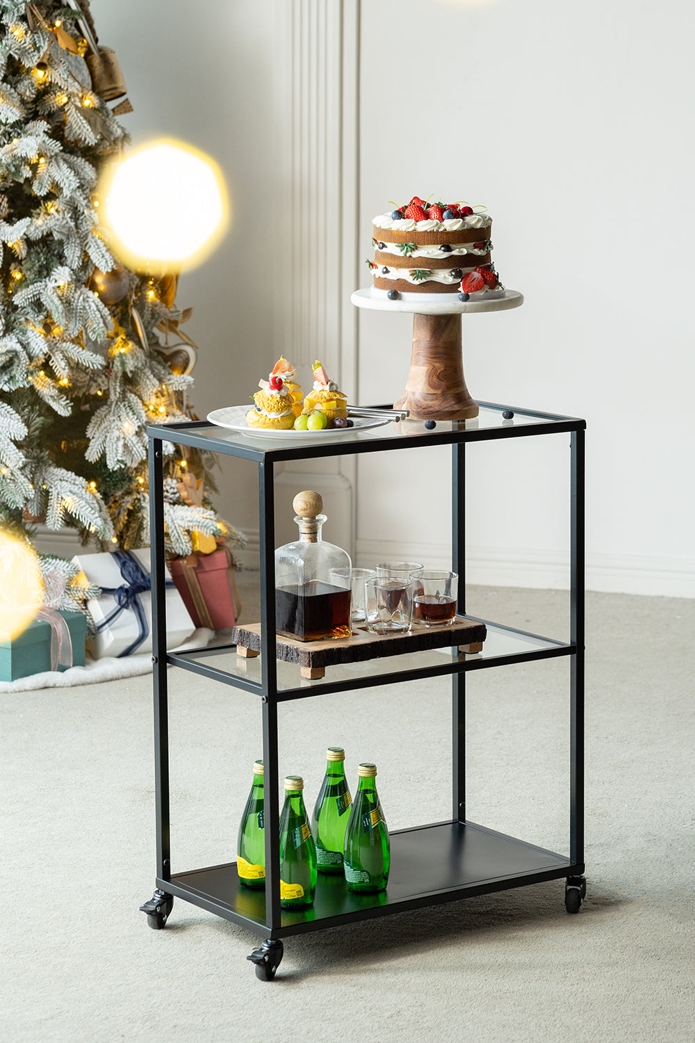 S/6 Alaine Bar Set with Mango Wood Stand