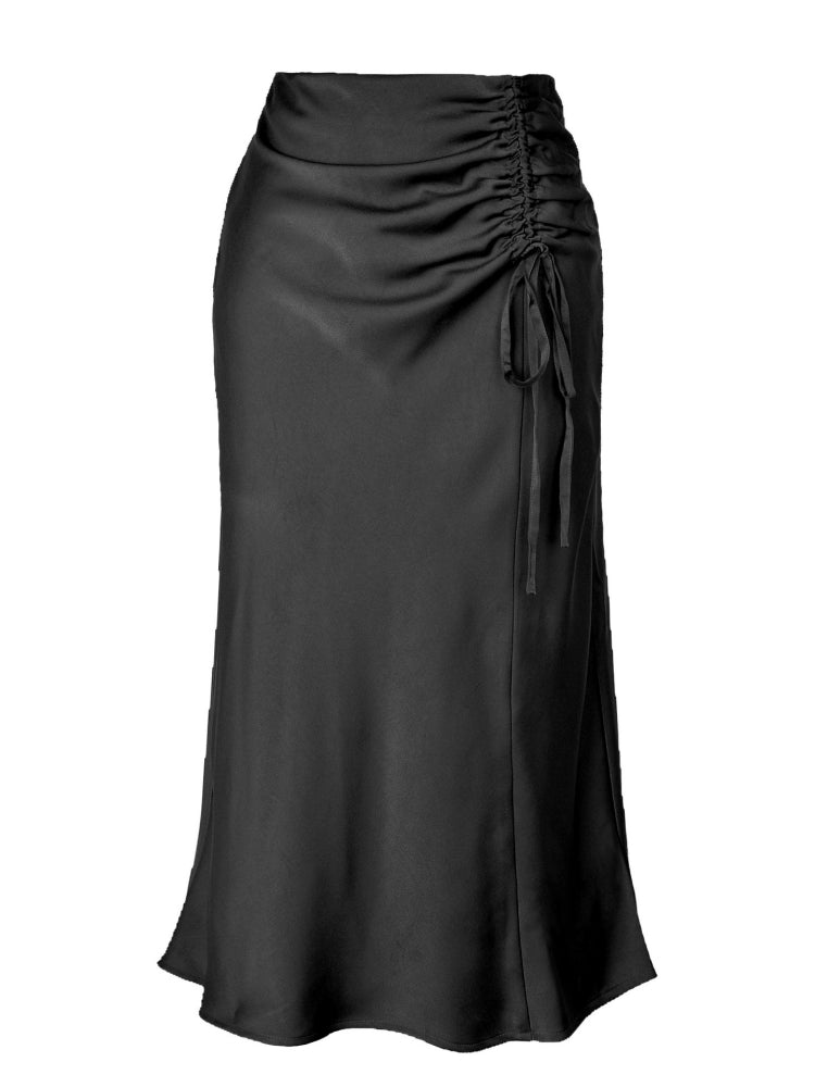 High Waist Slim Satin Long Skirt for Women