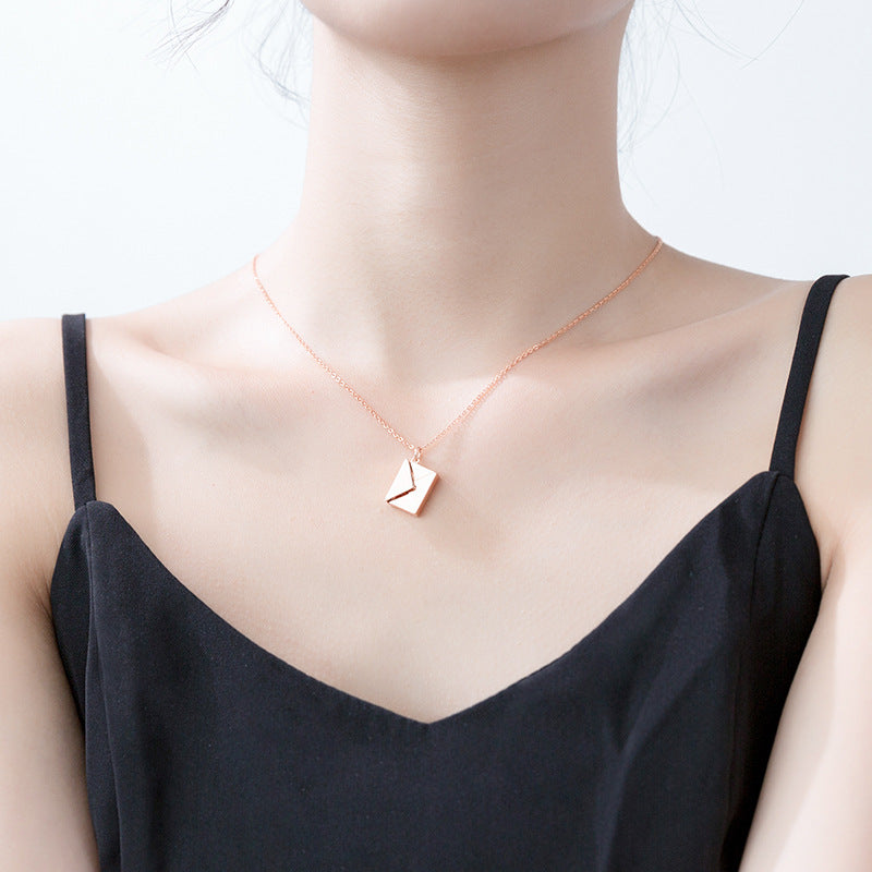 Square Envelope Pendant Necklace, Clavicle Chain