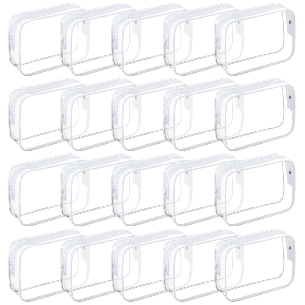 20 Packs Clear Cosmetics Bags for Women Men Waterproof Toiletry Bags PVC Makeup Bags Organizer Case with Zipper for Travel Bathroom (White)