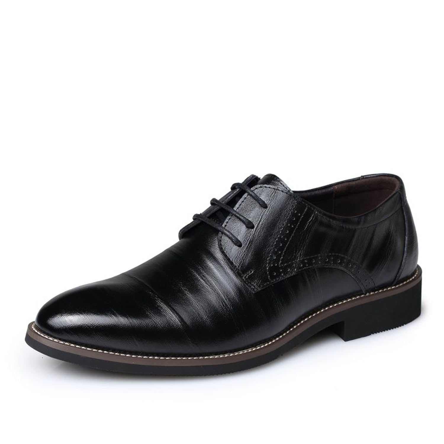 Mens Gradient Toe Dress Shoes Oxford Shoes Formal Pointed Lace Up Casual Business Suit Tuxedo Shoes for Men Black