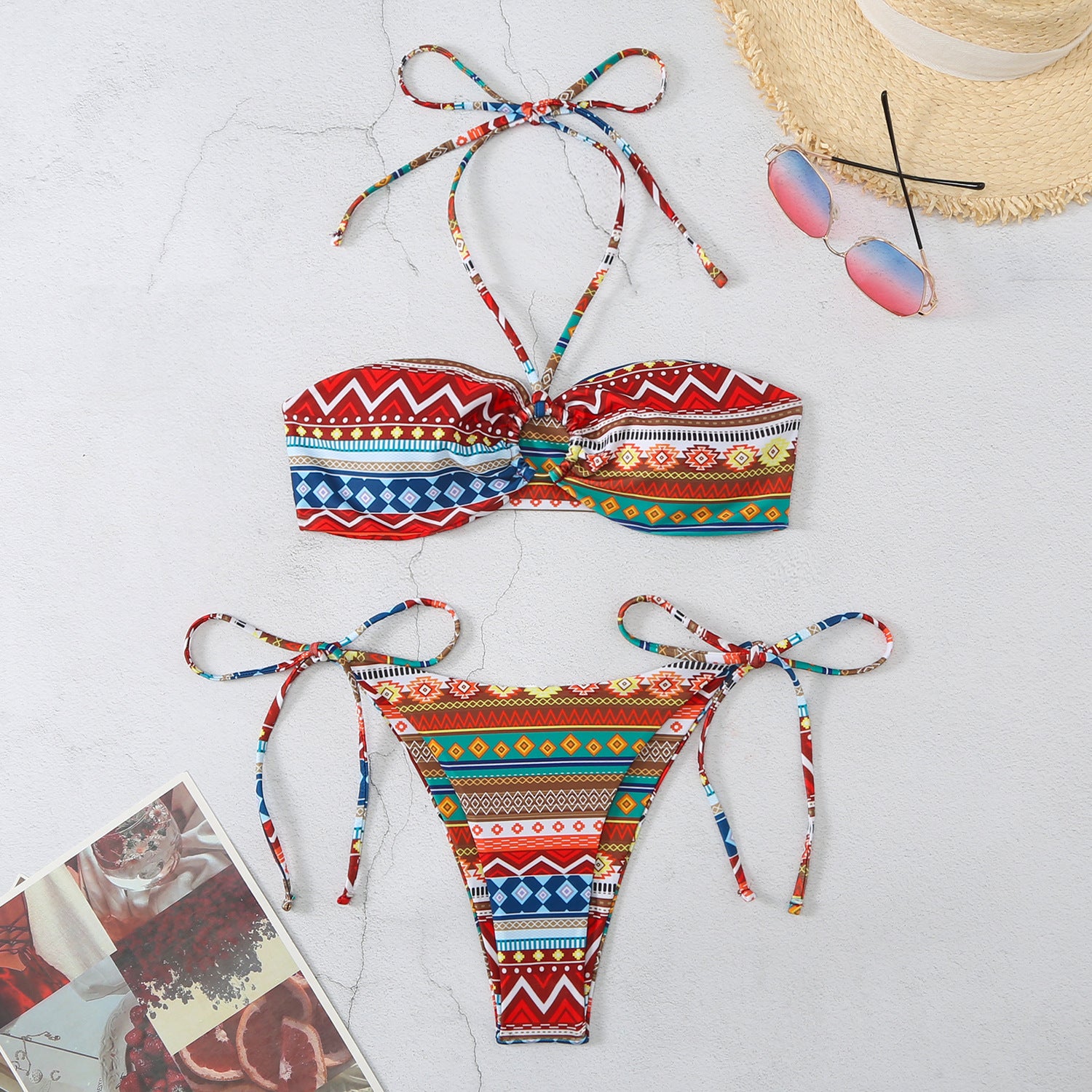 2024 New Geometric Print Women's Bikini Swimsuit