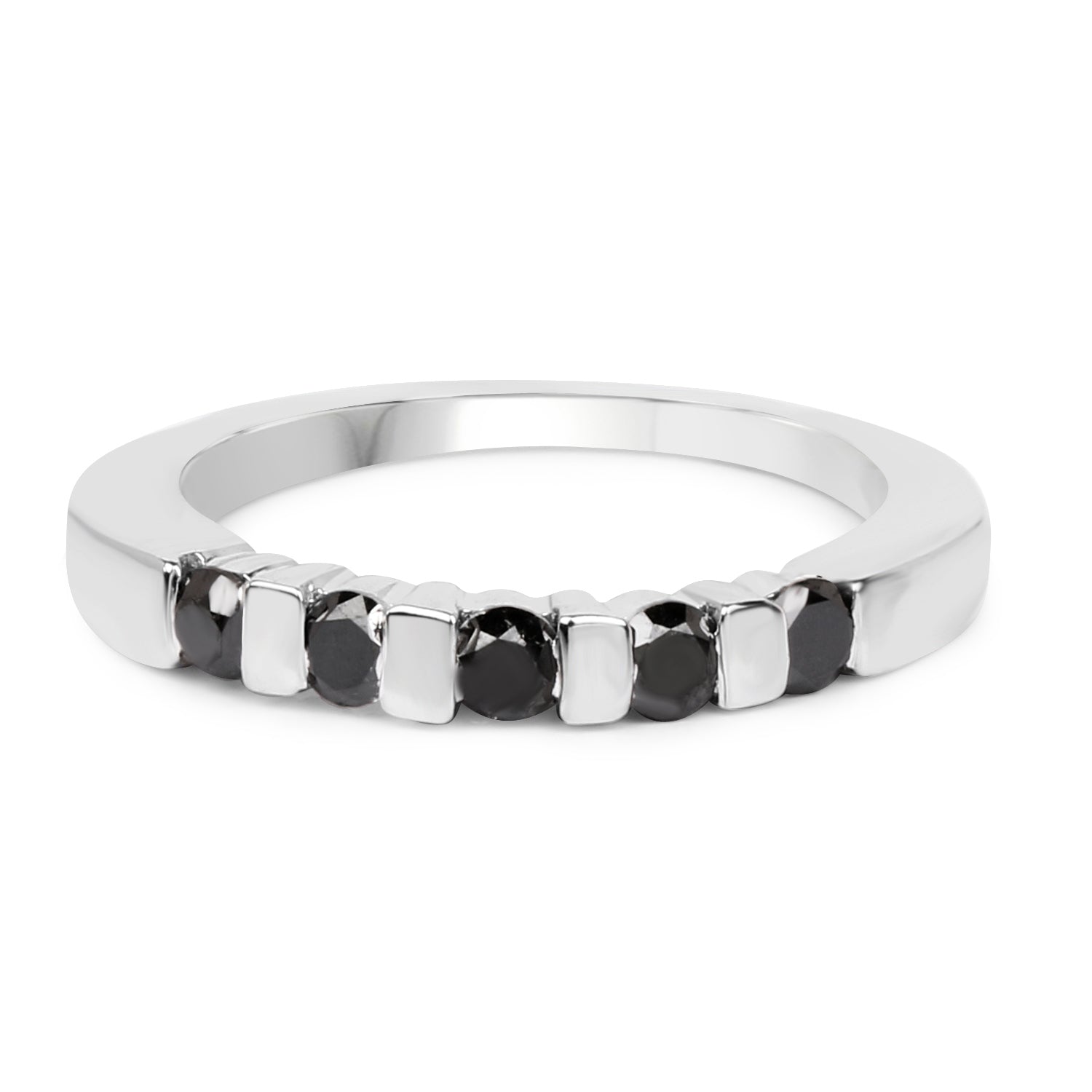0.50 Carat Genuine Black Diamond .925 Sterling Silver Ring