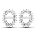 0.26 Carat Genuine White Diamond 14K White Gold Semi Mount Earrings - holds 8x6mm Oval Gemstones