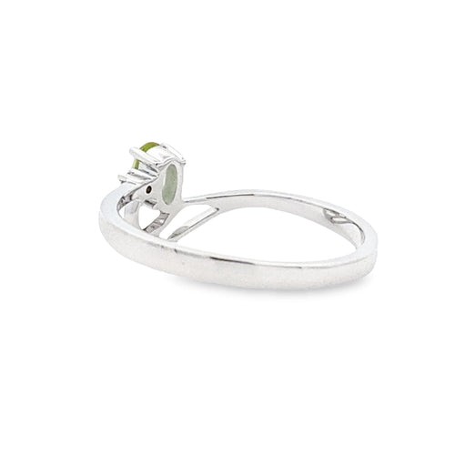 .02ct Peridot Diamond Ring 10KT White Gold