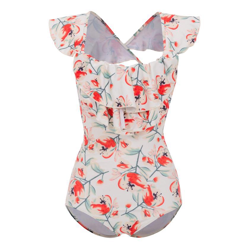 2020 New Women’s Floral Ruffle Bikini Swimsuit