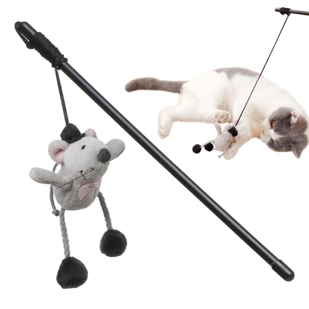 PAZS GIFT Cat Wand Toy Cute Mouse Tease Cat Wand Interactive Indoor Toy Swing and Squeak Fun Toy Kitten Play with Cat Interactive Chase Movement Reduce Boredom Suitable for All Cat Toys