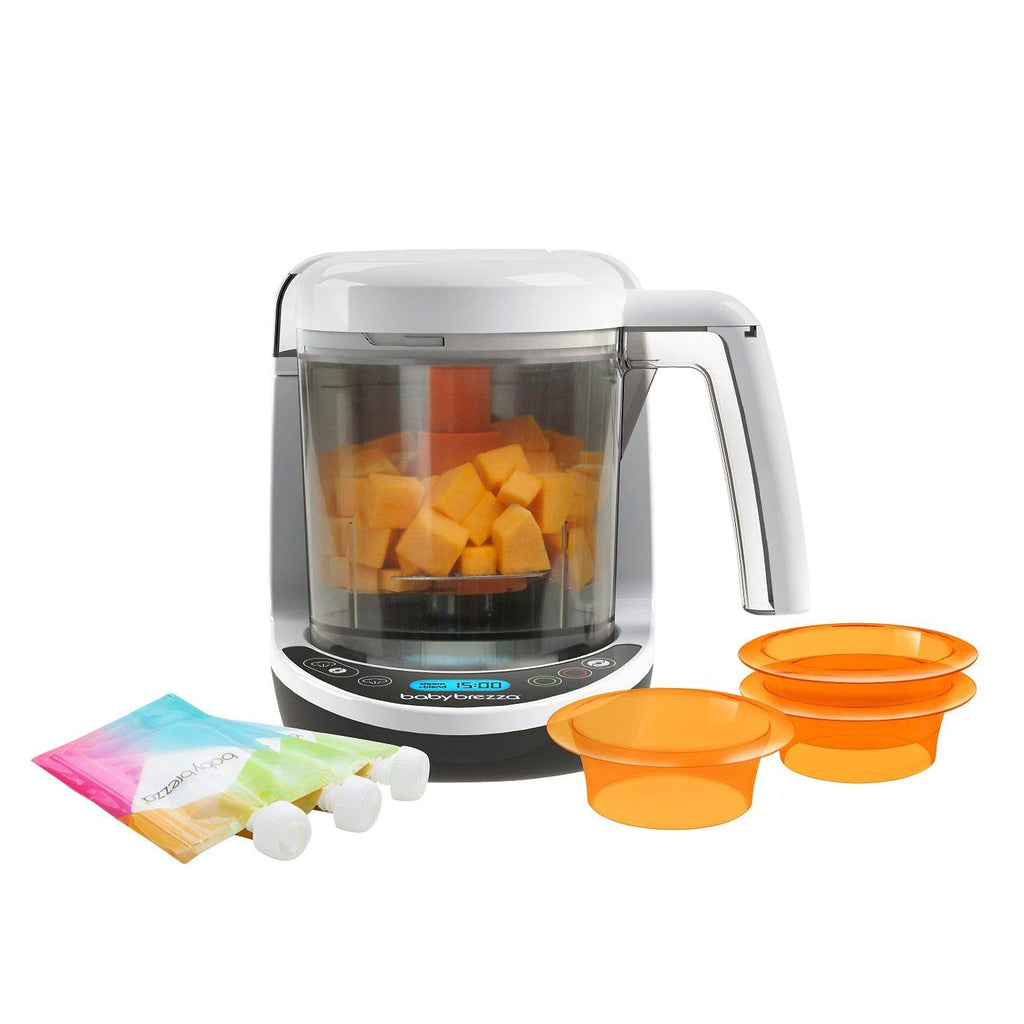 Baby Brezza One Step Food Maker with 1 Baby Food Maker 3 Reusable Food Pouches 3 Easy-Fill Funnels White