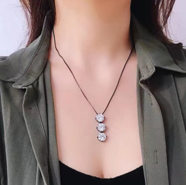 New Long Resin Crystal Pendant Sweater Necklace for Women