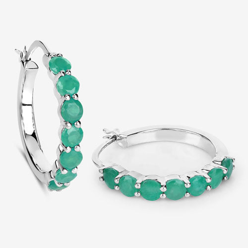 2.38 Carat Genuine Emerald .925 Sterling Silver Earrings