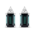 1.25 Carat Genuine Green Tourmaline and White Diamond 14K White Gold Earrings