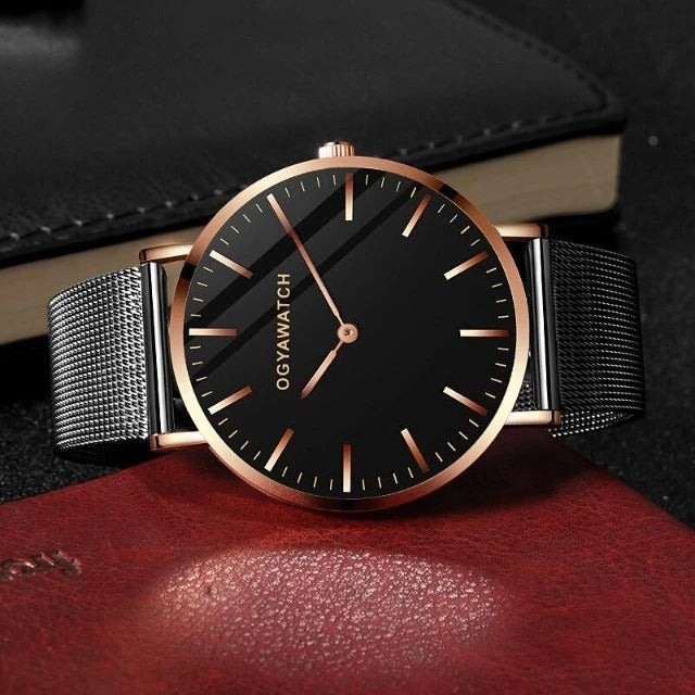 New OGY Mesh Band Watch - Slim, Stylish Quartz Timepiece