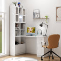 L-Shaped Corner Computer Desk  for Home Office or Study desk, Study Modern Style Table with Drawers, Bookshelf & Hutch, 2-in-1 L-Shaped Design, Large Working Space,white