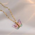 Colorful Butterfly Pendant Clavicle Chain Necklace for Girls