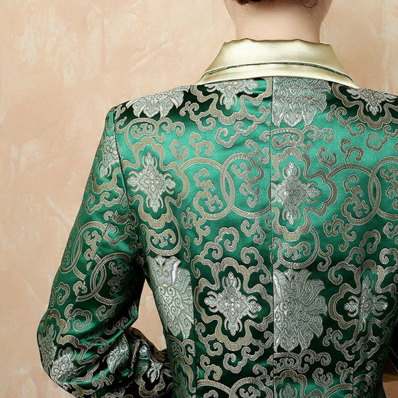 New High-End Satin Mandarin Collar Long Sleeve Top