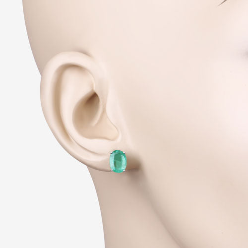 2.40 Carat Genuine Zambian Emerald 10K White Gold Earrings