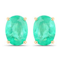 2.40 Carat Genuine Zambian Emerald 10K Yellow Gold Earrings