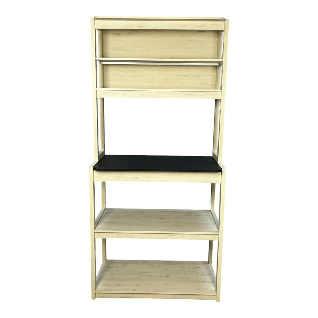 31.5' White and Black color 5-Tier Bakers Rack for Kitchen with Storage, Coffee Bar, Kitchen Shelves,  Microwave Stand