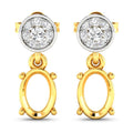 0.11 Carat Genuine White Diamond 14K Yellow Gold Semi Mount Earrings - holds 7x5mm Oval Gemstones