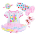 New Baby Easter Romper Dress Cartoon 4-Piece Set