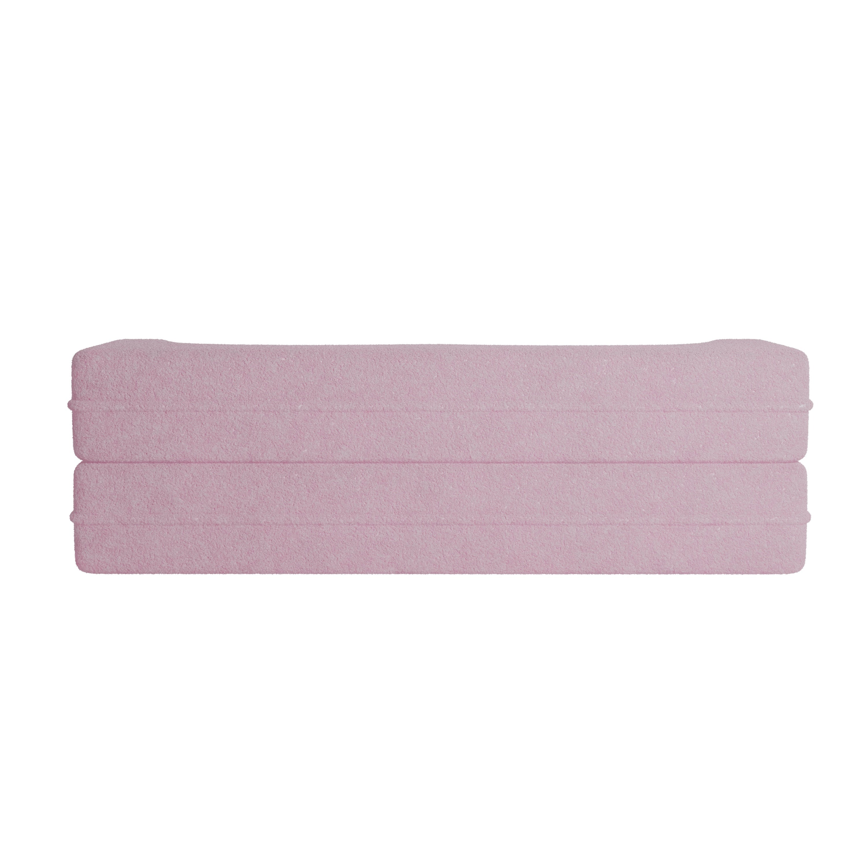 Modern Floor Sofa with 2 Pillows,Convertible Teddy Fabric Foam Filled Sleeper Sofa Bed,15 ' Full Size Folding Mattress for Living Room,Guest Bed,Playroom,No Assembly Required,Pink