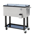 Outsunny 80 QT Rolling Cooling Bins Ice Chest on Wheels Outdoor Stand Up Drink Cooler Cart for Party, Silver