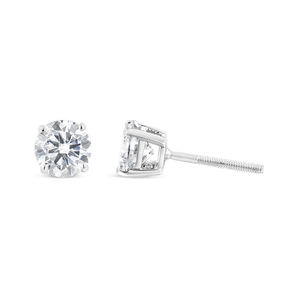 14K White Gold 5/8 Cttw Lab Grown Diamond 4-Prong Classic Stud Earrings (F-G Color, VS2-SI1 Clarity)