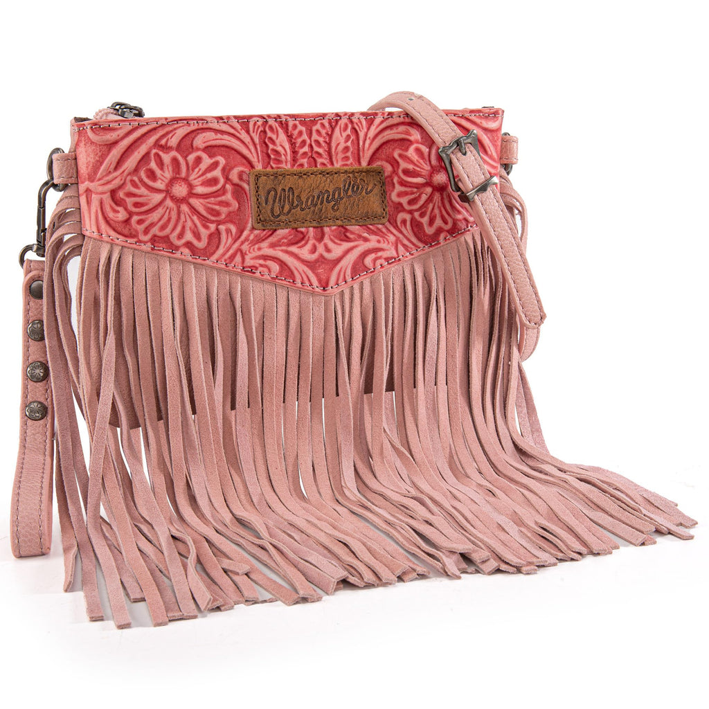Wrangler Clutch Wristlet Fringe Purse Western Crossbody Bags for Women WG63-181Peach