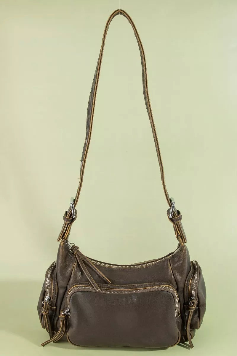 Fame Multi Pocket Leather Shoulder Bag
