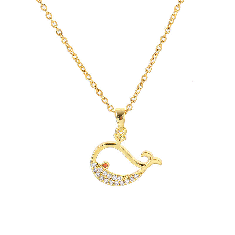 Cute Whale Pendant Necklace for Women's Party Wear