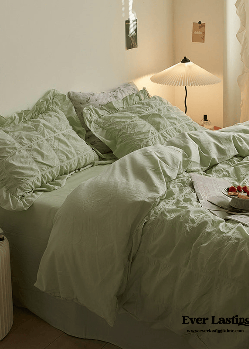 Earth Tone Marshmallow Puff Ruffle Bedding Set / Pumpkin Brown
