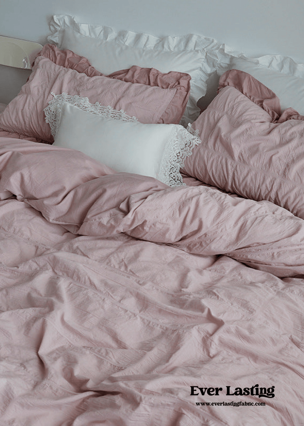 Earth Tone Marshmallow Puff Ruffle Bedding Set / Pumpkin Brown