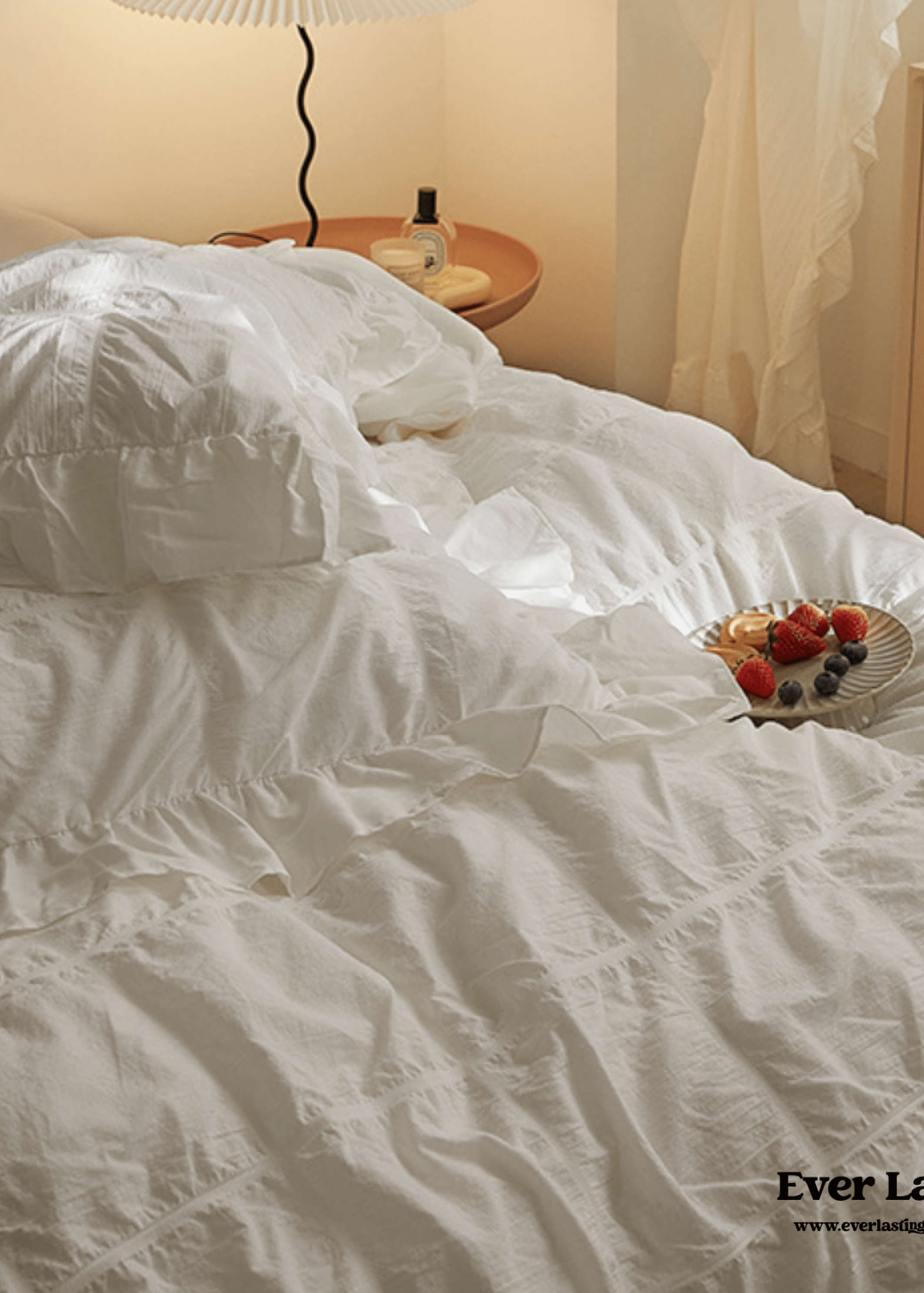 Earth Tone Marshmallow Puff Ruffle Bedding Set / Pumpkin Brown