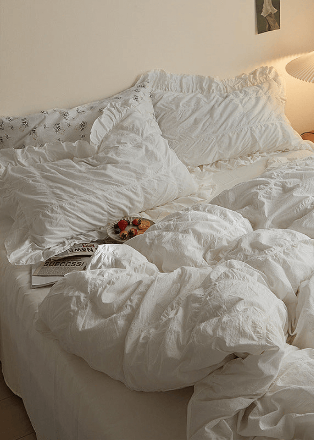 Earth Tone Marshmallow Puff Ruffle Bedding Set / Pumpkin Brown