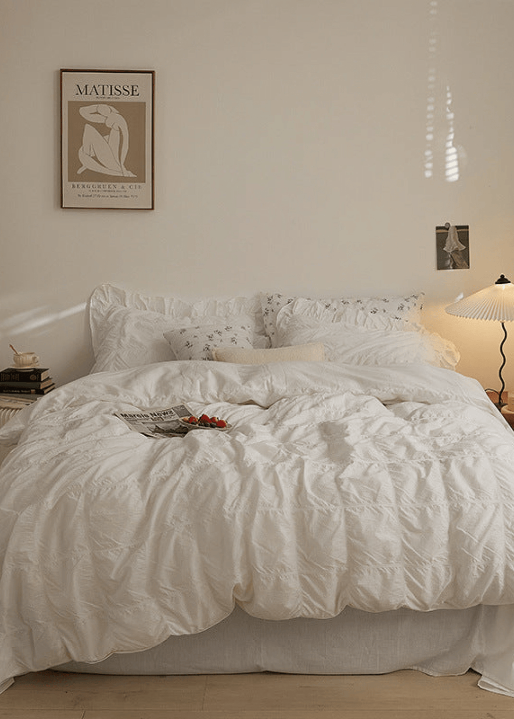 Earth Tone Marshmallow Puff Ruffle Bedding Set / Pumpkin Brown