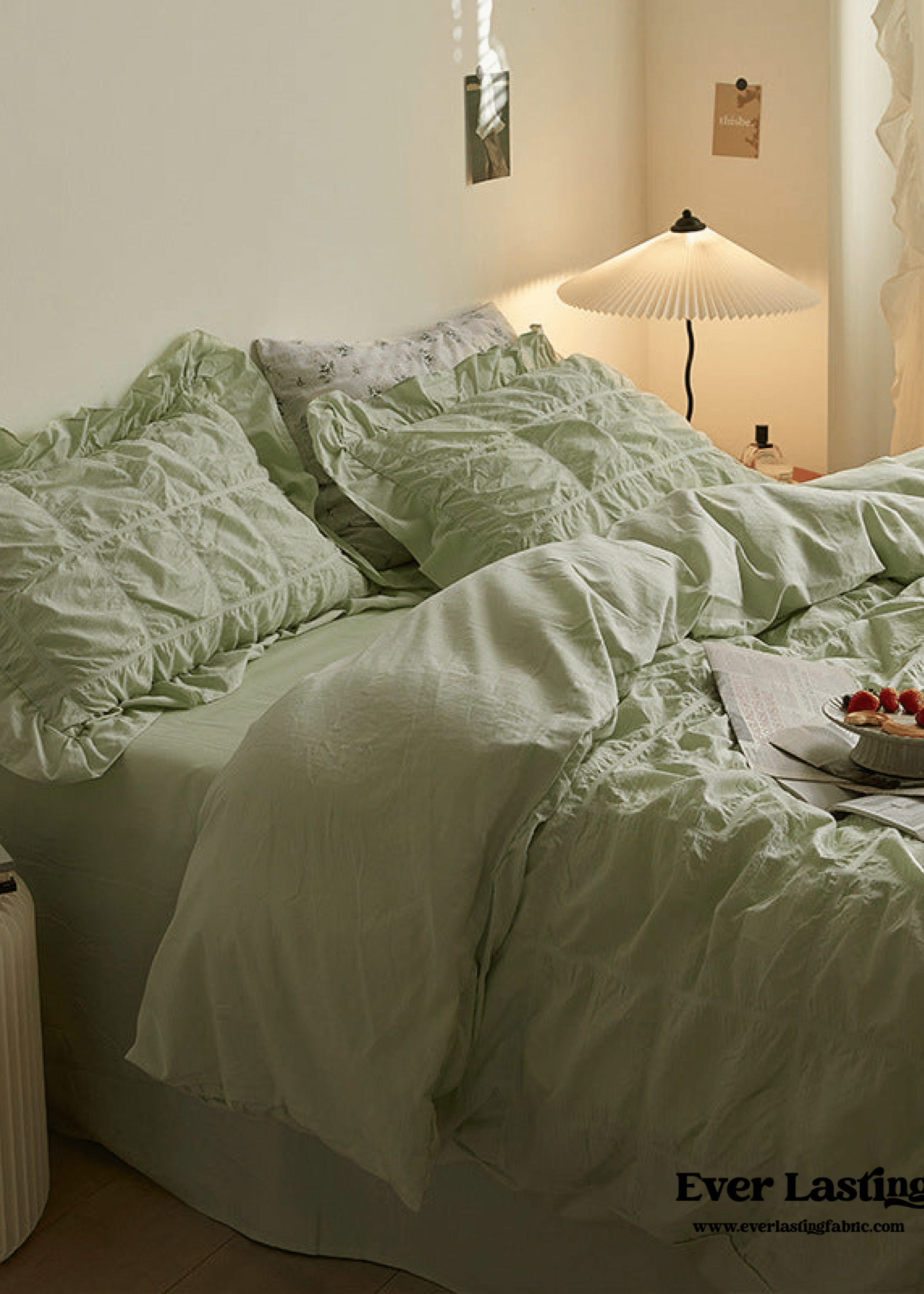 Earth Tone Marshmallow Puff Ruffle Bedding Set / Rust Pink