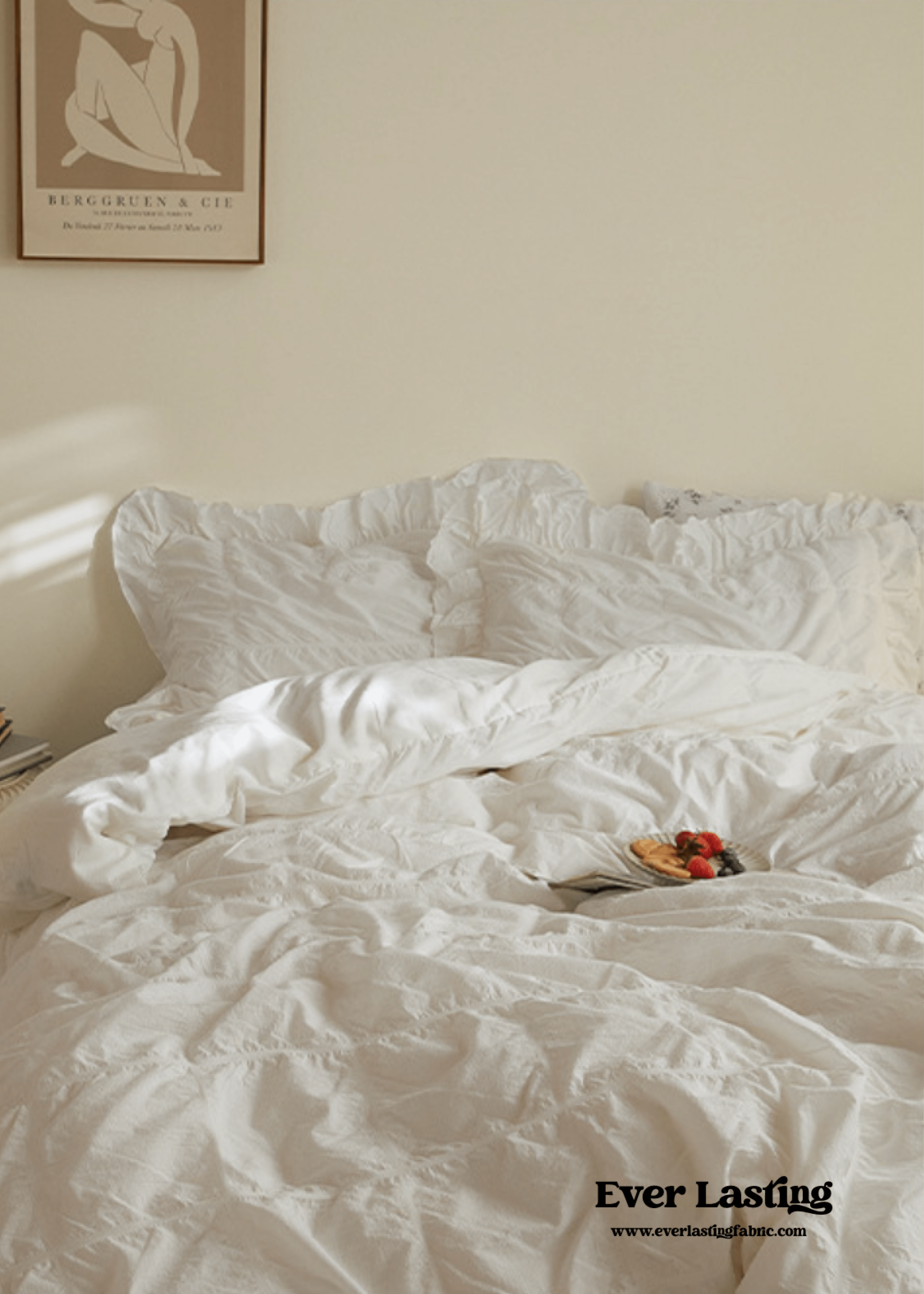 Earth Tone Marshmallow Puff Ruffle Bedding Set / Rust Pink