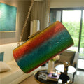 Rainbow Gradient Diamond Luxury Evening Clutch Bag