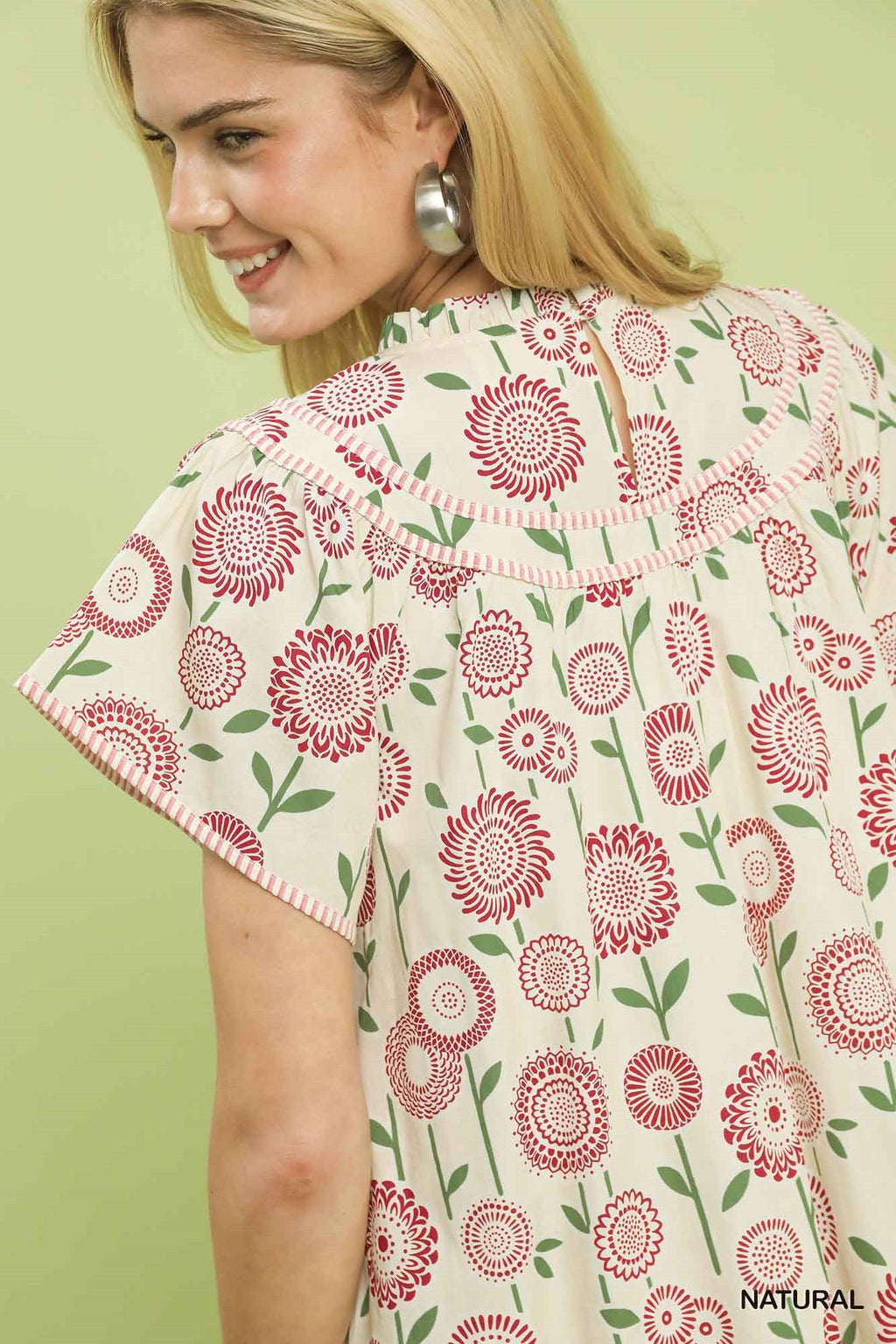 Umgee Floral Print Tiered Babydoll Dress
