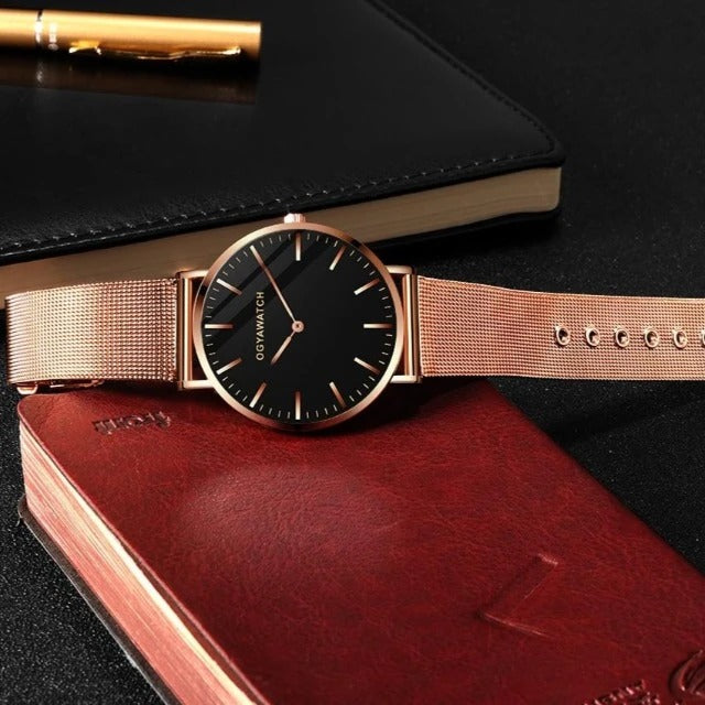New OGY Mesh Band Watch - Slim, Stylish Quartz Timepiece